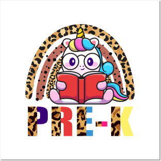 Pre-K Preschool Rainbow Leopard Funny Unicorn Teacher Student School Posters and Art